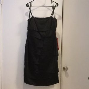 Calvin Klein Black Satin Strapless Cocktail dress